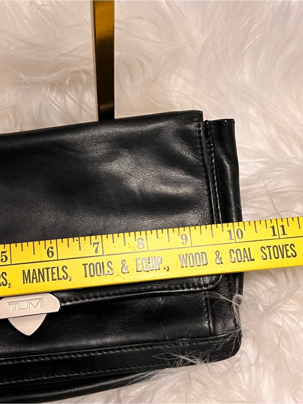 Tumi Black Leather Wristlet Clutch with Silver-Tone Lock - Picture 13 of 14
